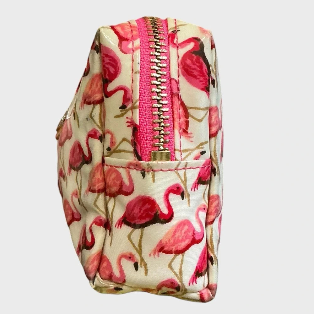 Tory Burch Flamingo Print Small Cosmetic Pouch Travel Makeup Bag